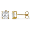 Asscher Cut CZ Stud Earrings Gold .925 Silver