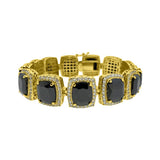 Black Gem CZ Micro Pave Gold Hip Hop Bracelet