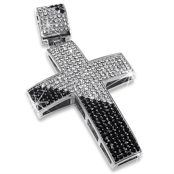 Diagonal Cross Half Black  White Iced