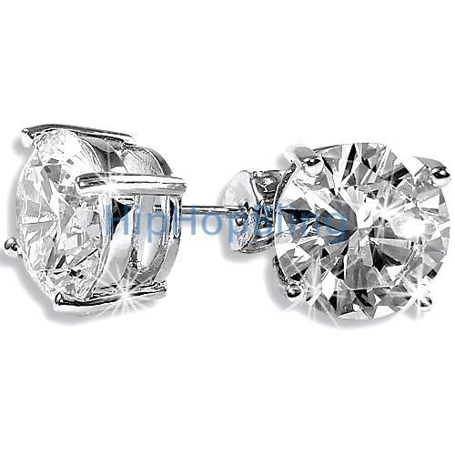 10mm Round Signity CZ Sterling Silver Solitaire Earrings