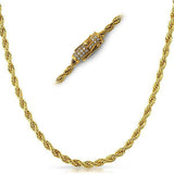 CZ Clasp Rope Gold Stainless Steel Chain 4MM