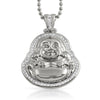 Lucky Buddha CZ Buddhist Pendant Rhodium