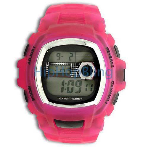 New Style Clear Hot Pink Digital Sports Watch