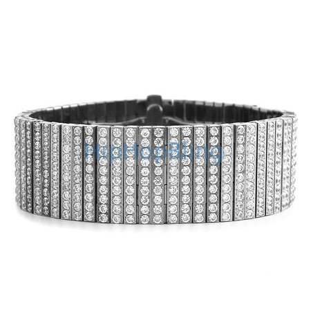 CZ Diamond Lock 14MM Cuban Bracelet Stainless Steel