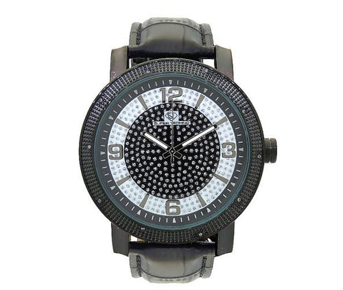 Super Techno .10ct Diamonds Watch Black