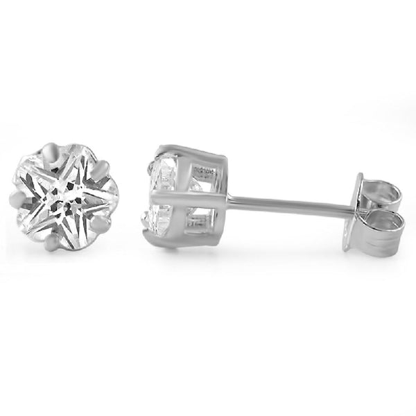 Flower Cut CZ Stud Earrings  .925 Silver