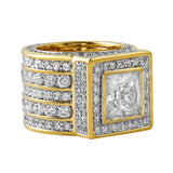 Gold .925 Silver Square President CZ Bling Ring