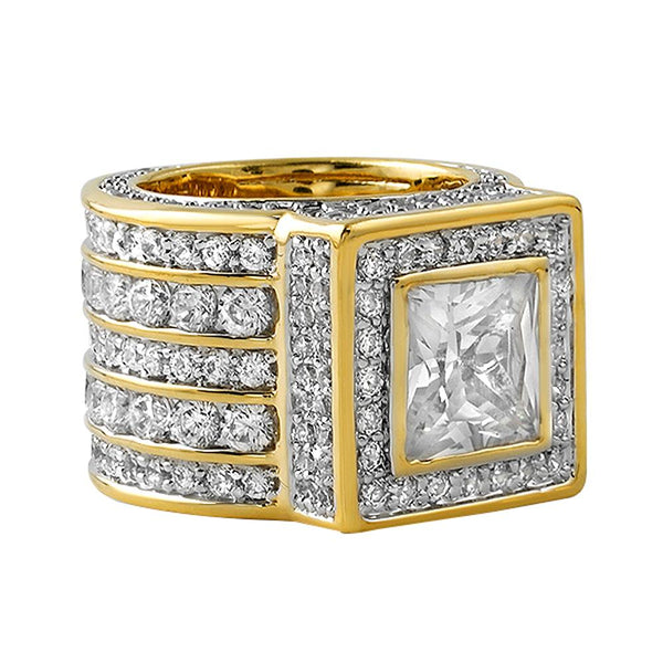 Iced Out Ring Square Gold President