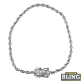 CZ Diamond Lock 3MM Stainless Steel Rope Bracelet