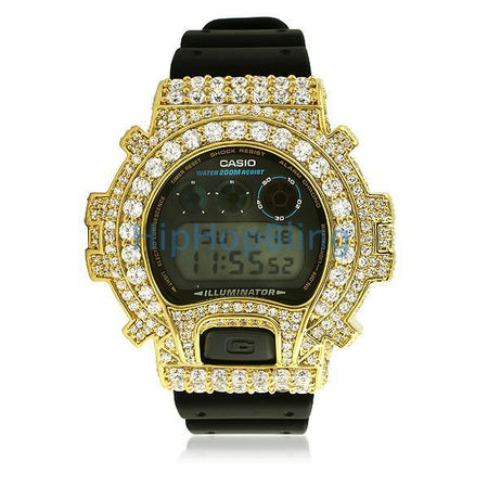 Blue Dial Gold Bezel Rubber Sports Watch