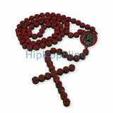 Cluster All Red on Black Bling Bling Rosary Necklace