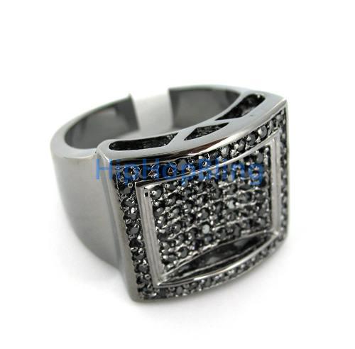 Pool of Ice Bling CZ Mens Black on Black Ring
