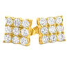 Triple Diamond CZ Gold Bling Bling Earrings