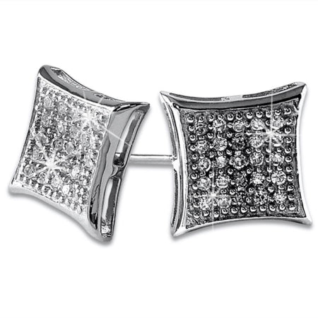 Small Kite CZ Micro Pave Iced Out Earrings .925 Silver