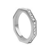 Skinny Octagon Iced Out Ring Rhodium
