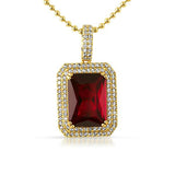 Double Iced Out Lab Ruby Gem Pendant