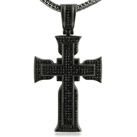 Pyramid Cross Black on Black Iced Out Pendant