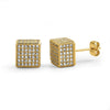 Cube Gold CZ Hip Hop Bling Bling Earrings