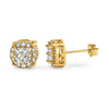 Princess Cut Round Cluster Gold CZ Hip Hop Earrings