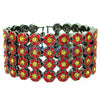 4 Row Bling Cluster Bracelet Red & Yellow