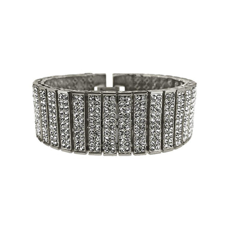 3 Row Bling Bling Rhodium Cluster Bracelet