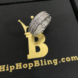 .925 Silver Channel Set 360 Eternity Band Rhodium CZ Bling Ring