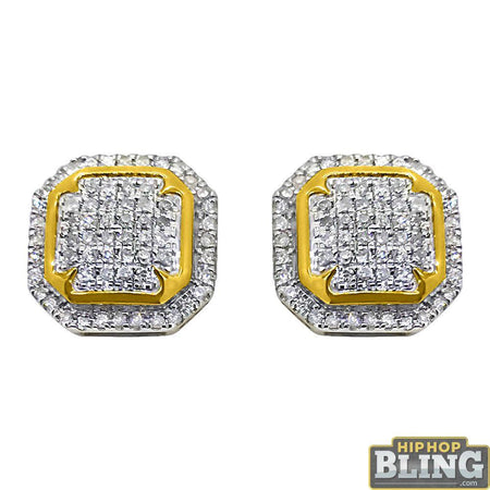 XL Kite Gold Vermeil CZ Micro Pave Earrings .925 Silver