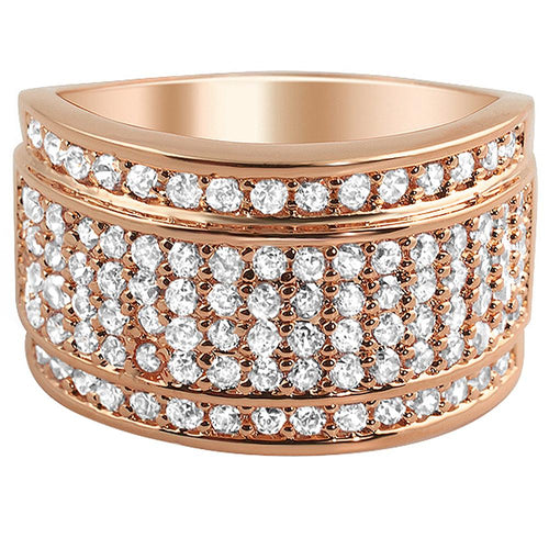 Classic CZ Micro Pave Rose Gold Mens Iced Out Ring