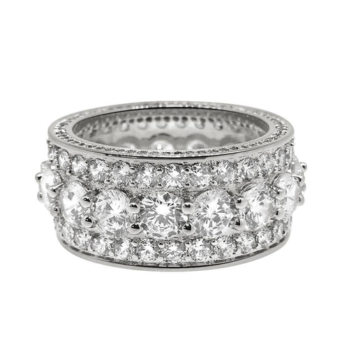 .925 Silver Bling Bling Royal 360 Eternity Band Rhodium CZ Ring