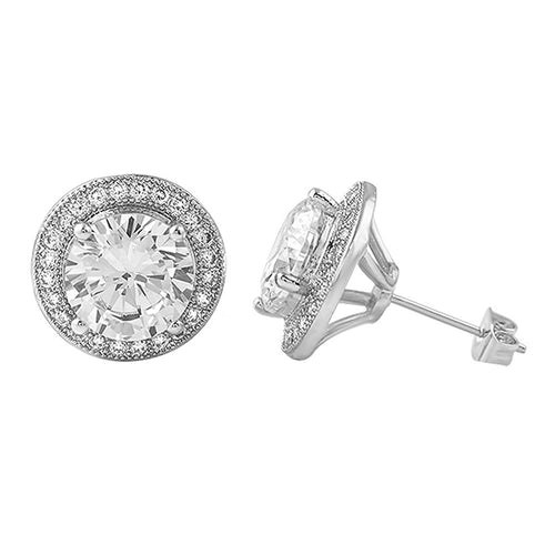 XL Halo Solitaire Blingbling CZ Earrings