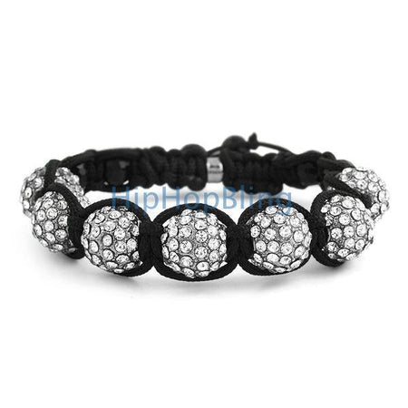 12mm Hematite 7 Ball Bling Bling Disco Ball Bracelet