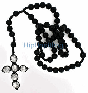 Disco Ball Cross Bling Bling Rosary Necklace