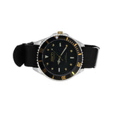 Genuine Diamond Bling Master Divers Sport Watch Gold with Black Nylon Strap