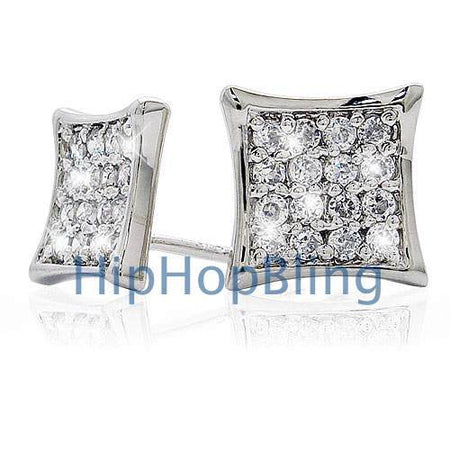 XL Deep Dish Box Black CZ Iced Out Micro Pave Earrings .925 Silver