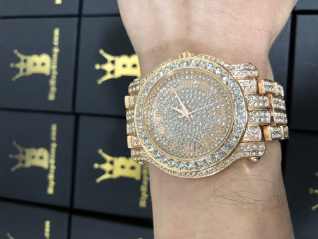 Gold 2 Row .50 Carat Diamond Hip Hop Watch