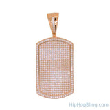 Rose Gold Micro Pave Dog Tag .925 Silver