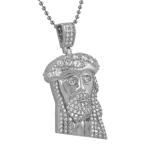 Mini Jesus Pendant with Big Stone Crown