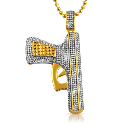 California Gold Polished Iced Out Pendant