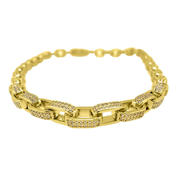 3D Box Link Gold Hip Hop CZ Bling Bling Chain