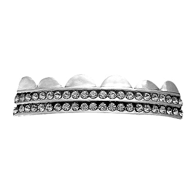 Bling Bling Grillz Double Row Silver Top