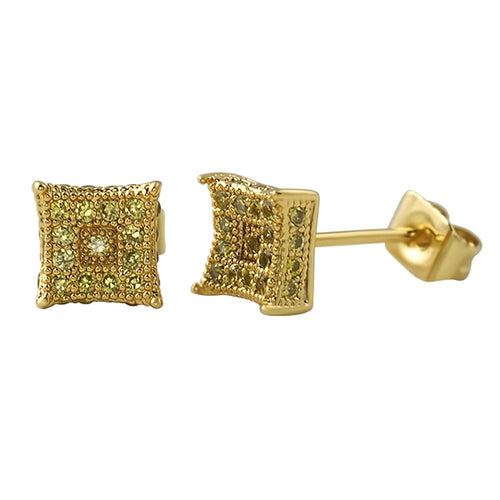 3D Box Kite S Lemonade Micro Pave CZ Earrings