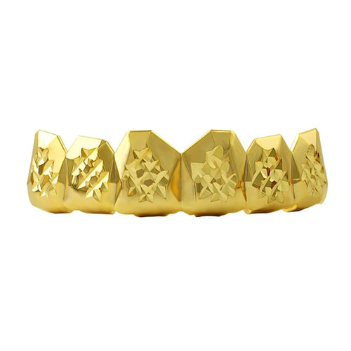 Custom Gold Grillz Diamond Cut Top