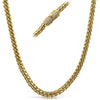 6MM CZ Diamond Clasp Gold Steel Franco Chain