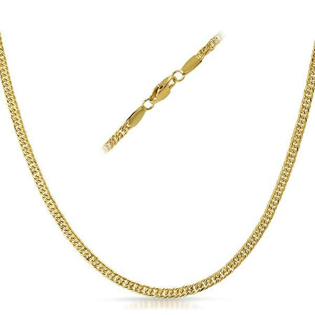 CZ Diamond Lock Gold Steel 2.5MM Franco Chain