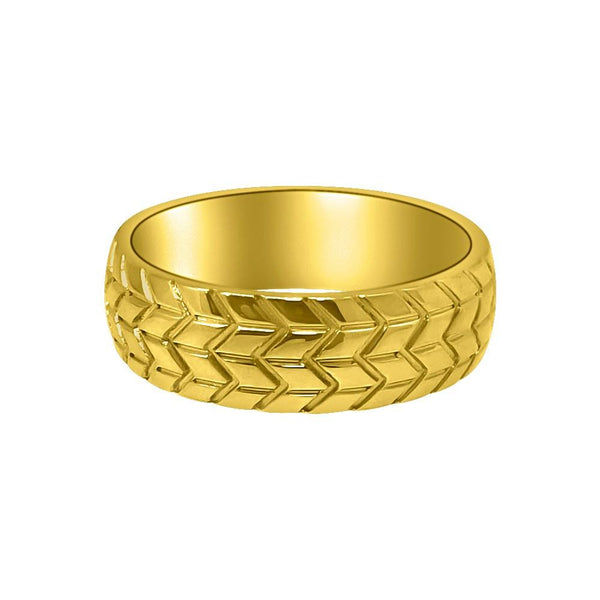 Tire Tread Gold Eternity Ring Stainless Steel