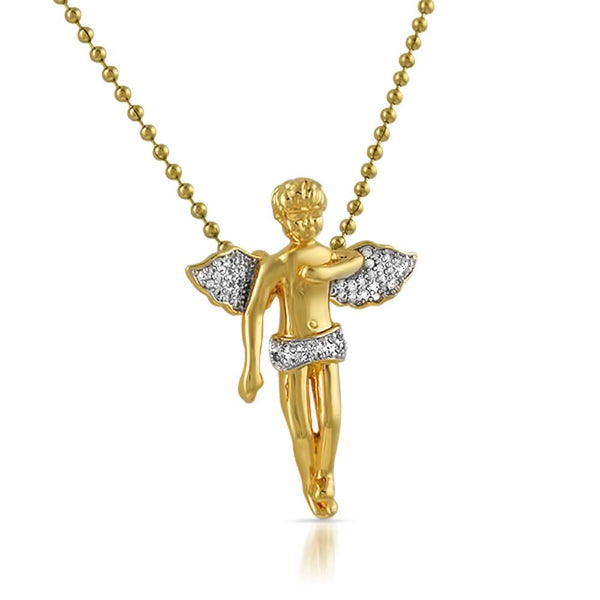 Amazing Cherub Angel CZ Gold Bling Bling Pendant