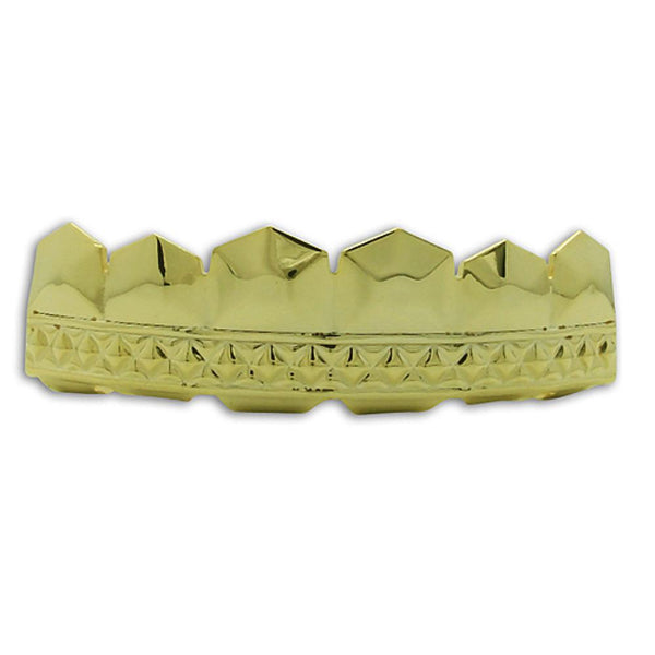 Sharp Diamond Cut Gold Teeth Hip Hop Grillz