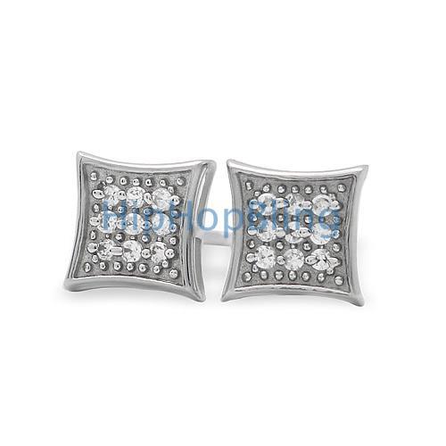 Small Kite CZ Micro Pave Iced Out Earrings .925 Silver