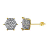 Gold 3D Pentagon CZ Micro Pave Earrings