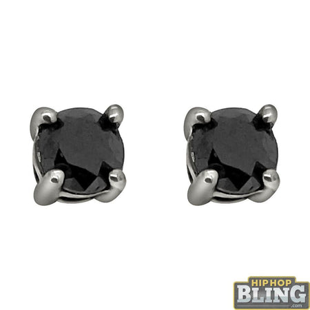 XL Deep Dish Box Black CZ Iced Out Micro Pave Earrings .925 Silver